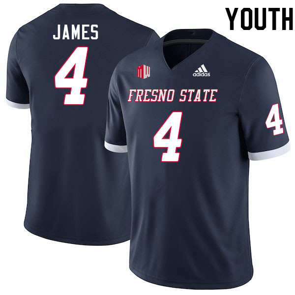 Youth #4 Chedon James Fresno State Bulldogs College Football Jerseys Stitched-Navy